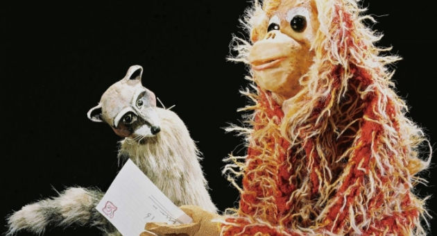 Aap- en wasbeerpop lezen samen een brief