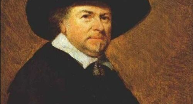 Portret van Jan van Goyen met zwarte hoed, 17e-eeuwse stijl
