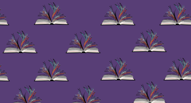 Open boek met kleurrijke uitspattingen, patroon