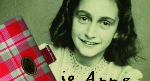 Afbeelding van Anne Frank en haar dagboek. Promobeeld voor "Je Anne" de musical 