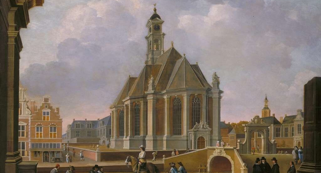Bartholomeus van Bassen -De Nieuwe Kerk aan het Spui gezien vanuit het oosten