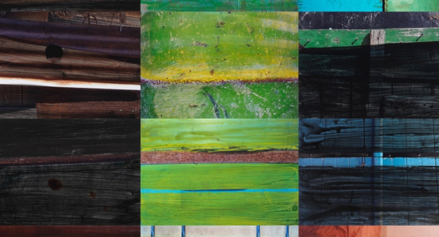 Een collage van verschillende houten texturen en kleuren.