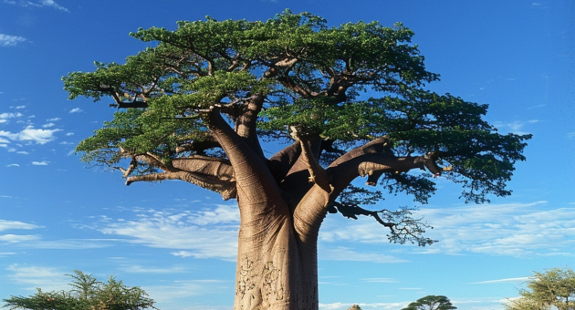 Verzet, tradities en spiritualiteit in de Surinaamse en Caribische diaspora. Een grote baobabboom staat langs een zandpad.