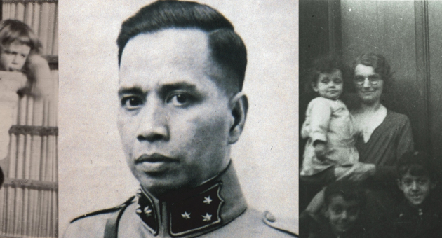 Historische zwart wit portretten van verzetsstrijders van kleur voor bij de lezing. 