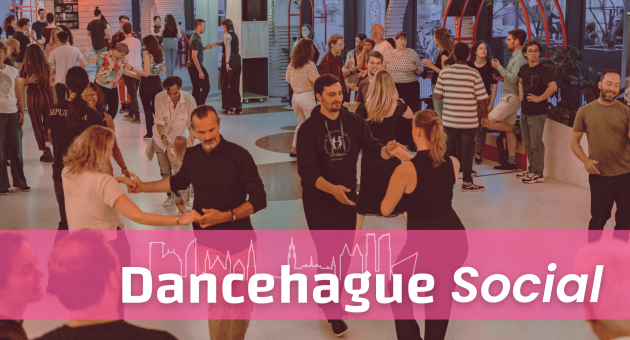 Dancers on the dance floor during a Dancehague social dance evening at Amare