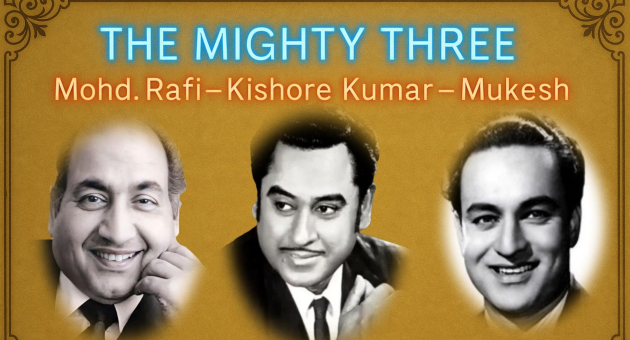 Portretten van Rafi, Kishore Kumar en Mukesh