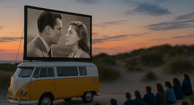 Filmavond bij zonsondergang in Kijkduin op het strand