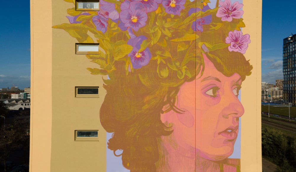 Gleo street art Flower Woman in the Window Gleo street art Flower Woman in the Window