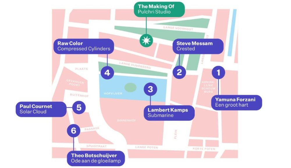 BlowUp Art Den Haag plattegrond van het Museumkwartier met de zes kunstwerken BlowUp Art Den Haag plattegrond van het Museumkwartier met de zes kunstwerken