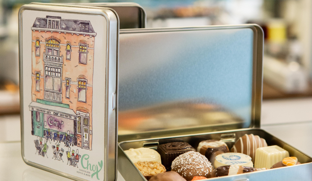 Chox chocolade bewaardoosje met bonbons