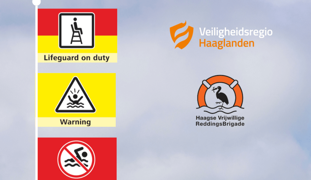 Waarschuwingsvlaggen op het strand Waarschuwingsvlaggen op het strand