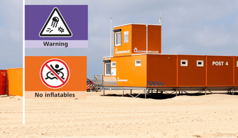 Waarschuwingsvlaggen op het strand Waarschuwingsvlaggen op het strand