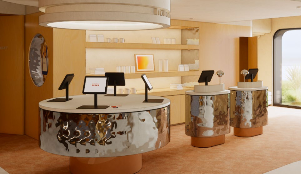 Stijlvolle hotelreceptie met ronde balies, moderne details en warme aardetinten, in een eigentijdse en gastvrije setting. Stijlvolle hotelreceptie met ronde balies, moderne details en warme aardetinten, in een eigentijdse en gastvrije setting.