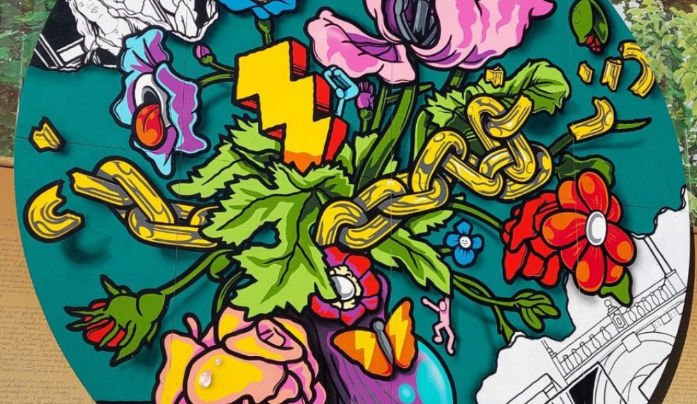 JAWGEM verwerkte drie Bredius-schilderijen in zijn collageachtige kunstwerk, gekenmerkt door licht-donkerspel.