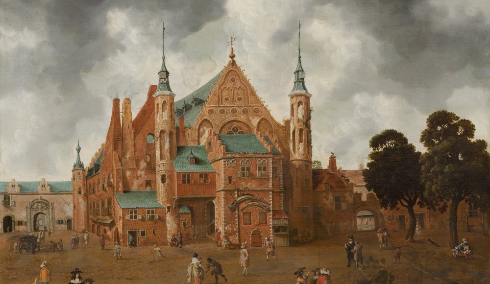 Hollandse School, Binnenhof met de Ridderzaal, circa 1655. Collectie Haags Historisch Museum Hollandse School, Binnenhof met de Ridderzaal, circa 1655. Collectie Haags Historisch Museum