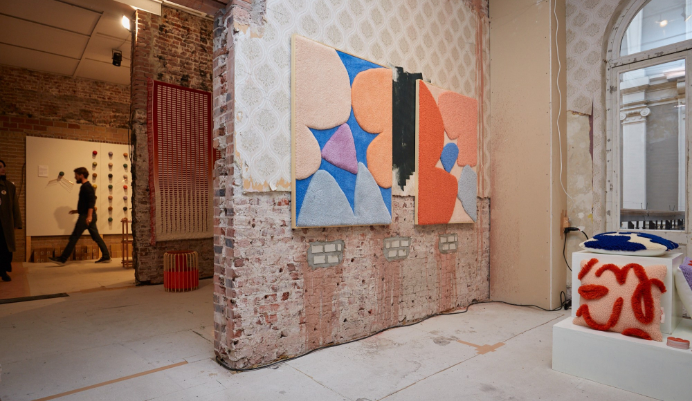 An interior of an art gallery with abstract wall pieces and a wooden floor. (c) Johan Nieuwenhuize An interior of an art gallery with abstract wall pieces and a wooden floor. (c) Johan Nieuwenhuize