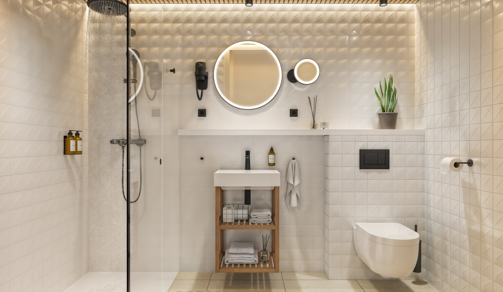 De badkamer met een regendouche in Townhouse hotel Den Haag