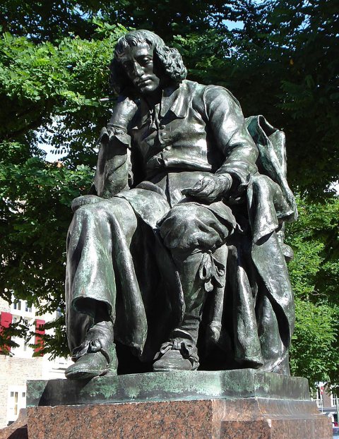 Spinoza standbeeld op Paviljoensgracht Den Haag 