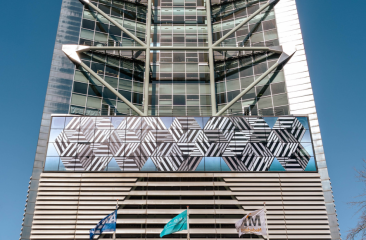 Bestickering van Malietoren met Escher