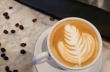 Delicious looking cappuccino with latte art