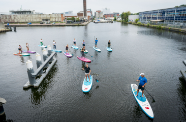Groep suppers op het water bij de Binckhaven