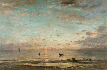 Garnalenvissers bij ondergaande zon, 1910, Museum Panorama Mesdag