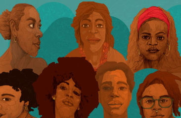 Illustratie van zeven vrouwen met diverse kapsels