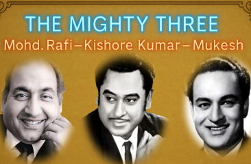 Portretten van Rafi, Kishore Kumar en Mukesh