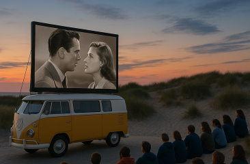 Filmavond bij zonsondergang in Kijkduin op het strand