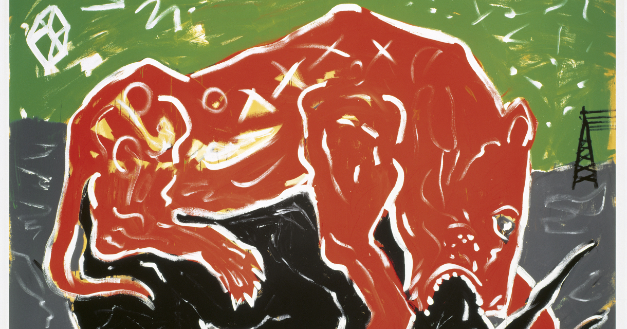 A.R. Penck, How it Works, 1989, acrylverf op doek, 340 x 340 cm, Galerie Michael Werner.