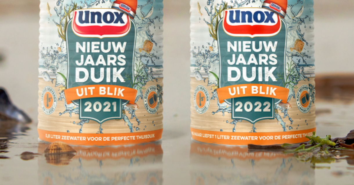 Nieuwjaarsduik blikken 2021 en 2022 Unox Nieuwjaarsduik blikken 2021 en 2022 Unox