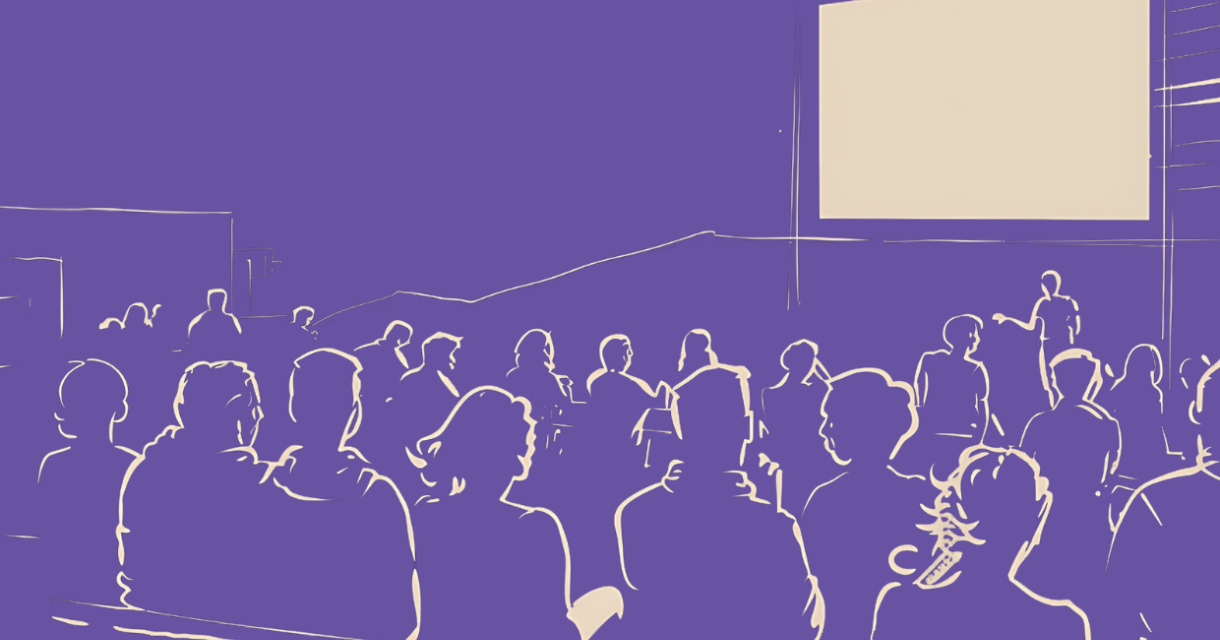 Mensen kijkend naar een filmscherm buiten Mensen kijkend naar een filmscherm buiten