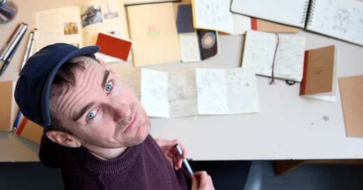 Ludwig Volbeda in zijn atelier, foto: Rodrigo Abraham, Huis van het boek