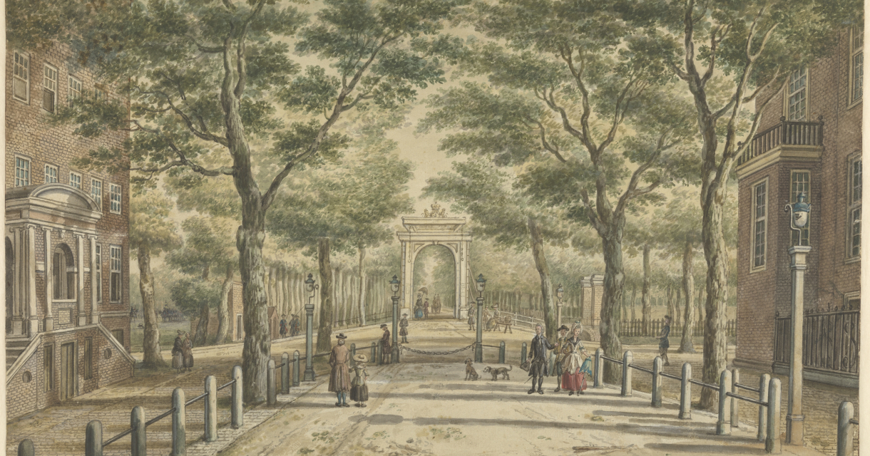 Historische tekening uit 1781 van het Korte Voorhout naar het Haagse Bos in Den Haag door P.C. la Fargue Historische tekening uit 1781 van het Korte Voorhout naar het Haagse Bos in Den Haag door P.C. la Fargue