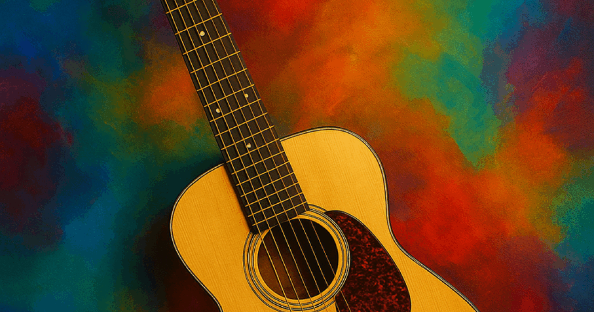 De setting is klein en sfeervol, met een psychedelische achtergrond en akoestische gitaar als decor – een voorproefje van de muzikale beleving die je te wachten staat. De setting is klein en sfeervol, met een psychedelische achtergrond en akoestische gitaar als decor – een voorproefje van de muzikale beleving die je te wachten staat.