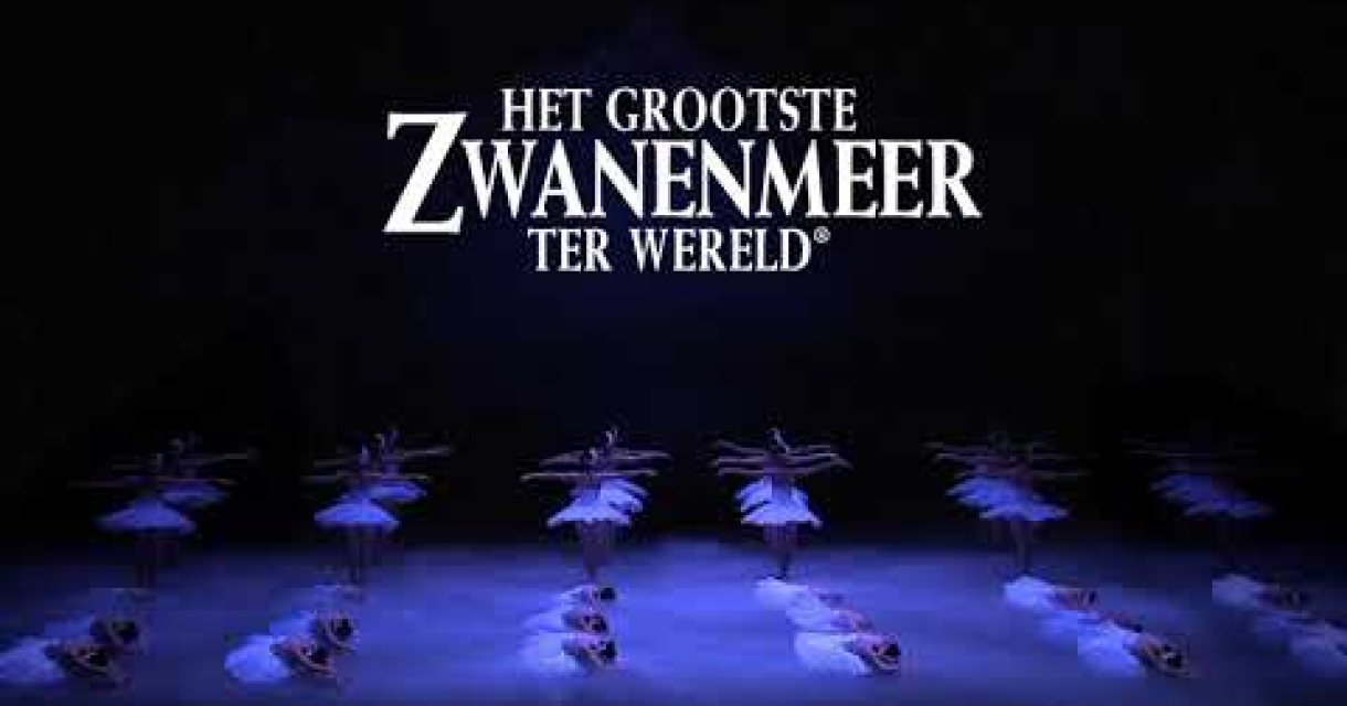 Ballet dancers in tutus performing Swan Lake.