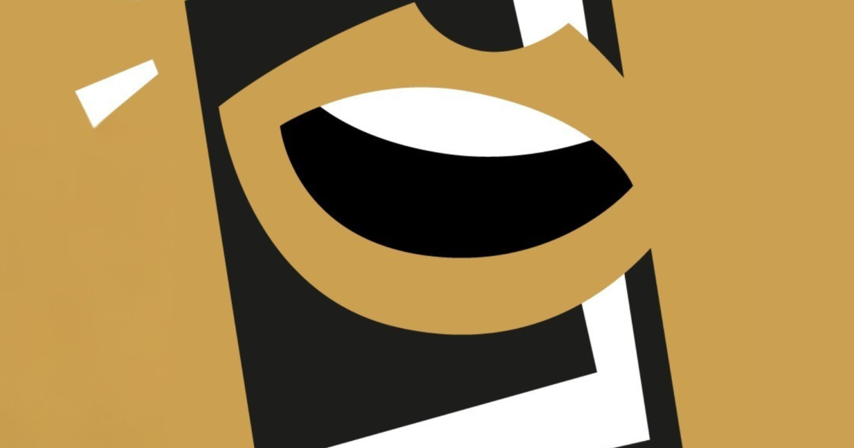 Een abstracte afbeelding van een boek met een gezicht.