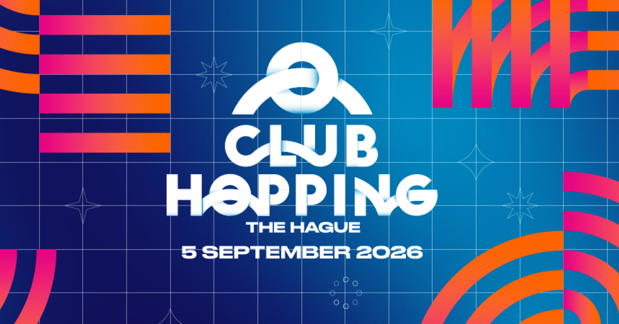 Kleurrijke poster voor Club Hopping in Den Haag op 5 september 2026