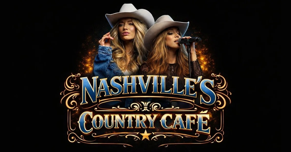 Two women in cowboy hats, one with a microphone.