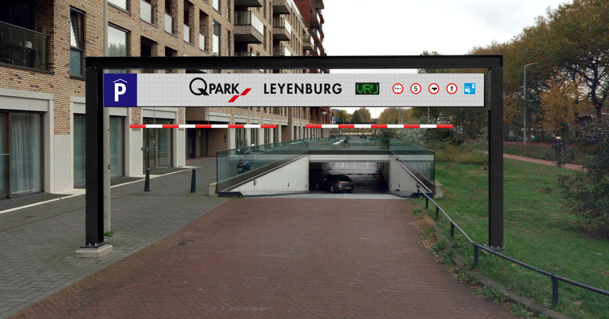 Ingang van de Q-Park Leyenburg parkeergarage