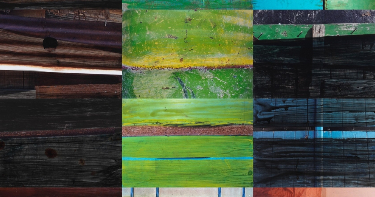 Een collage van verschillende houten texturen en kleuren.