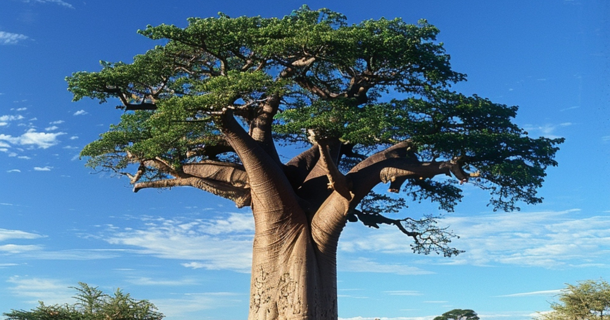 Verzet, tradities en spiritualiteit in de Surinaamse en Caribische diaspora. Een grote baobabboom staat langs een zandpad.