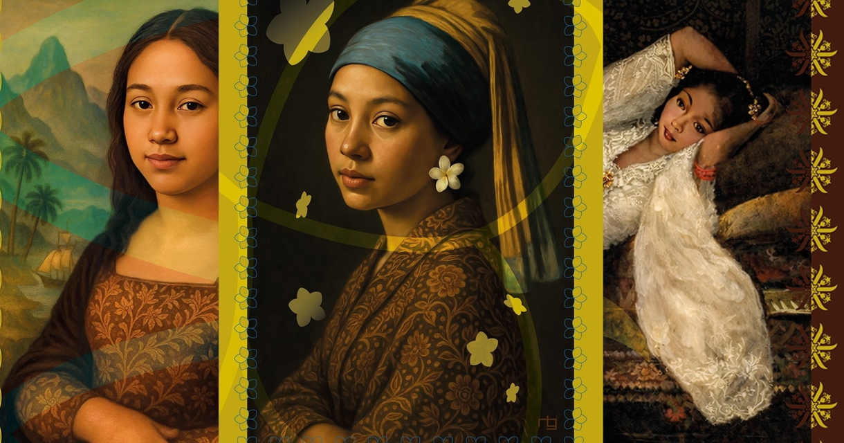 Golden Stage – de Indo in beeld. Vijf schilderachtige portretten van vrouwen in verschillende traditionele kledij.