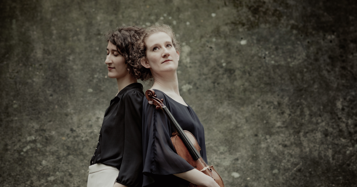 Violinist Maria Milstein and pianist Nathalia Milstein performing a chamber music concert