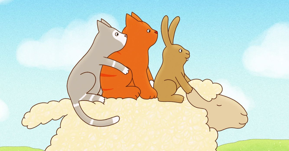 Dikkie Dik en Poes Muis op avontuur in de natuur, scène uit de kinderfilm