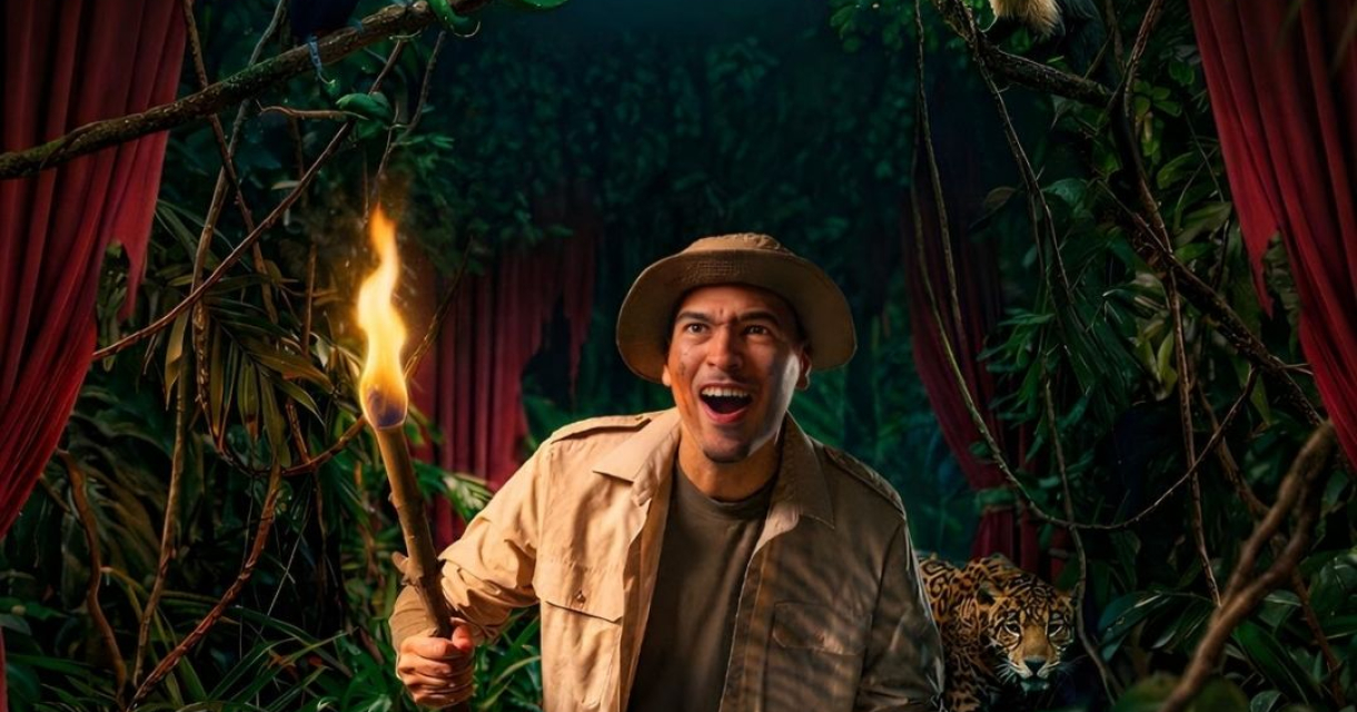 Wildebras op het podium tijdens de interactieve jungleshow voor kinderen