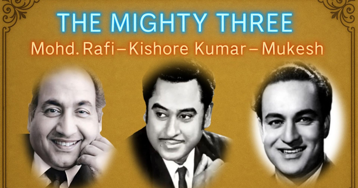 Portretten van Rafi, Kishore Kumar en Mukesh