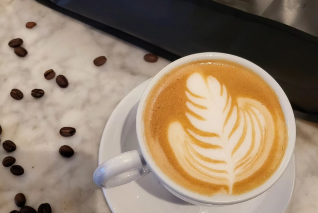 Delicious looking cappuccino with latte art
